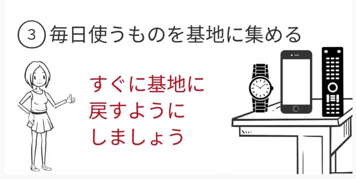 毎日使うものは基地に集める
